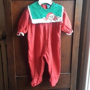 Toddle Tyke vintage size 6 months christmas outfit red w/ green polka dot collar
